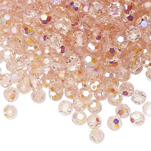 Bead 720pk light rose AB, Preciosa Czech crystal 4mm round