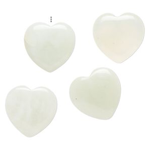 New "jade" 1pkg4, half-drilled puffed heart drop natural mix 18-21mm