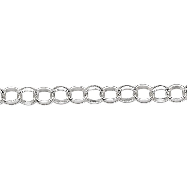 Chain, sterling silver, 5mm rolo. Sold per pkg of 5 feet. image number 0