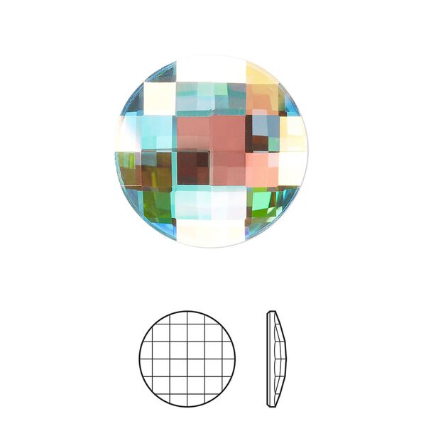 Flat back 1pk crystal AB foil back, Preciosa MAXIMA Czech crystal rhinestone 20mm chessboard round image number 0