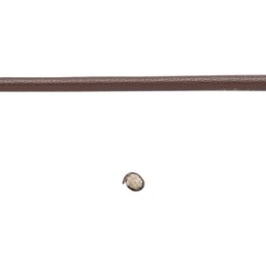 Cord, leather and cotton (dyed), brown, 2.5mm zigzag-stitched round. Sold per 1-yard section.