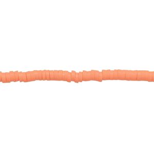 Bead, polymer clay, opaque orange, 3x1mm heishi. Sold per pkg of (2) 15-1/2" to 16" strands.