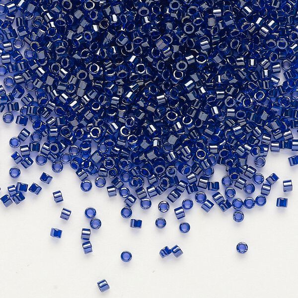 Seed bead, Delica®, glass, pkg/7.5g, #11 round, translucent cobalt-lined luster blue (DB-0277). image number 0
