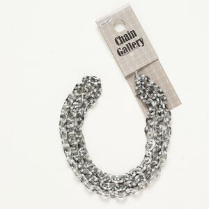 Chain anodized aluminum 1pk 5.9mm oval rolo, black grey 22 inch