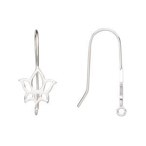 Ear wire fishhook 1pkg2 sterling silver, 26mm lotus / open loop, 20 gauge 1 pair