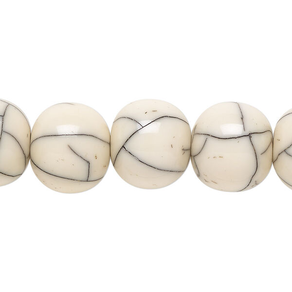 Bead, horn (assembled), white, 13x11mm rondelle. Sold per 15-1/2" to 16" strand. image number 0