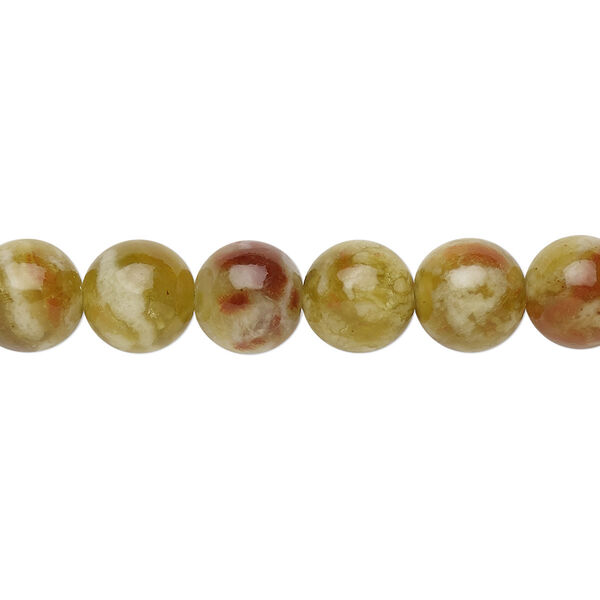 Bead, red serpentine (coated), 8mm round, B grade, Mohs hardness 3-1/2 to 4. Sold per 15" to 16" strand. image number 0