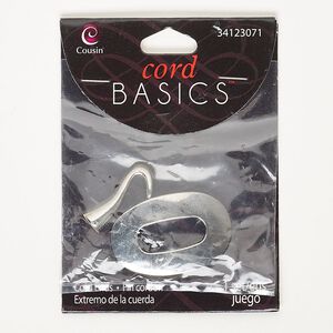 Clasp hook&eye 1pkg1 "pewter" (zinc alloy), 39x26mm oval / fits 5.3mm cord, antique silver-finished 1-strand