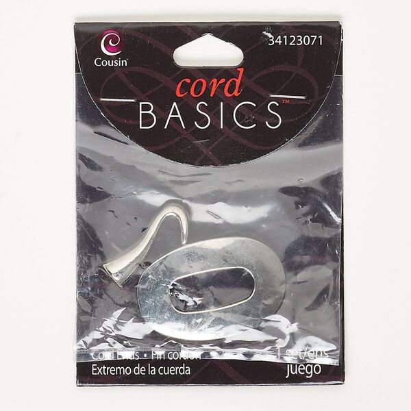 Clasp hook&eye 1pkg1 "pewter" (zinc alloy), 39x26mm oval / fits 5.3mm cord, antique silver-finished 1-strand image number 0