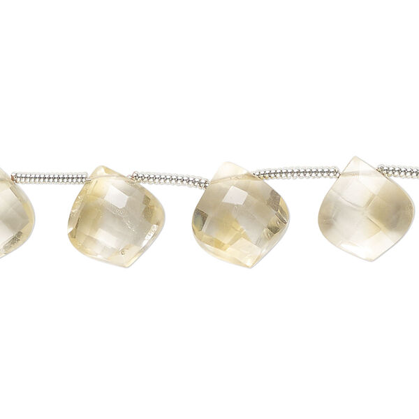 Bead, citrine (heated), hand-cut 11x10mm side-drilled faceted puffed kite, C grade, Mohs hardness 7. Sold per pkg of 18. image number 0