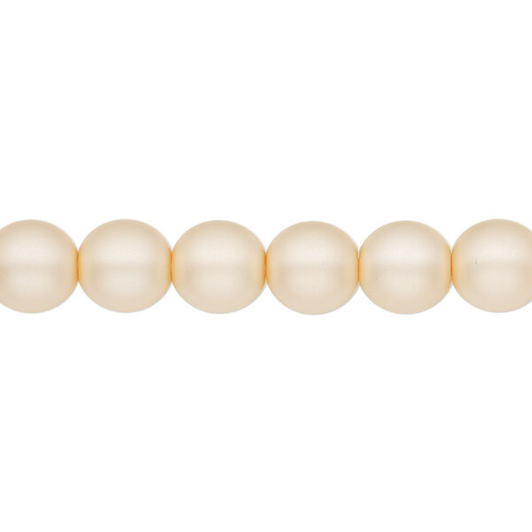 Bead, Czech pearl-coated glass druk, opaque matte champagne, 8mm round. Sold per 15-1/2" to 16" strand. image number 0