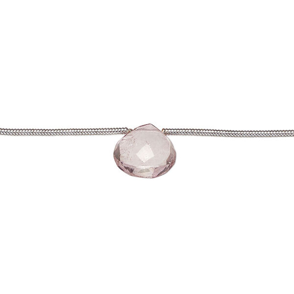 Bead, pink amethyst (natural), 9-11mm hand-cut top-drilled faceted puffed teardrop, B grade, Mohs hardness 7. Sold per pkg of 6. image number 0