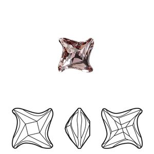 Fancy stone 2pk crystal antique pink foil back, Crystal Passions® 10.5mm twister 4485