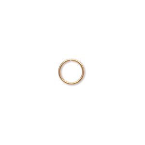 Jump ring, gold-plated brass, 8mm round, 6.4mm inside diameter, 20 gauge. Sold per pkg of 100.