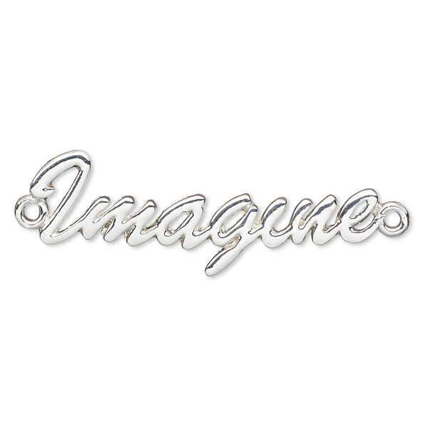 Focal, silver-finished "pewter" (zinc-based alloy), 44x15mm single-sided "Imagine." Sold individually. image number 0