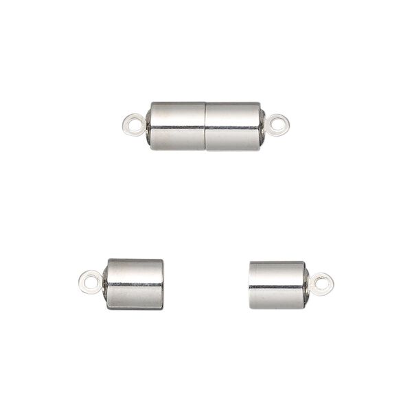 Clasp, magnetic, silver-finished brass, 11.5x5.5mm barrel. Sold individually. image number 0
