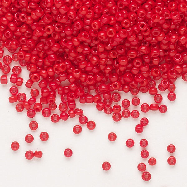 Seed bead, Dyna-Mites™, glass, pkg/1/2kg, #11 round, opaque red, (735 11/0 RR). image number 0