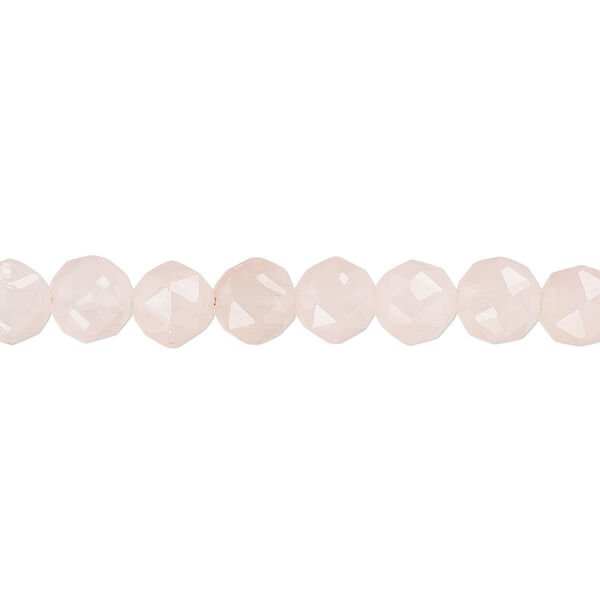 Bead, rose quartz (natural), 6mm rose-cut round, B grade, Mohs hardness 7. Sold per 8-inch strand, approximately 30 beads. image number 0