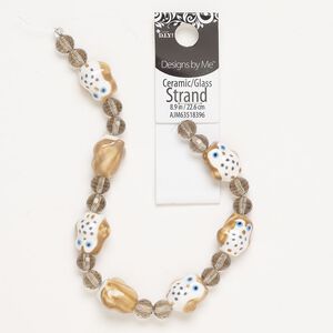 Bead mix, glass, pkg/9, 16x15 inches, multicolored, 16x15mm owl and 8mm faceted round.