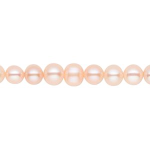 Pearl, cultured freshwater, peach, 5-6mm semi-round, B grade, Mohs hardness 2-1/2 to 4. Sold per 15-1/2" to 16" strand.