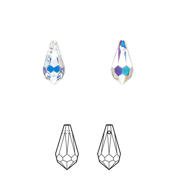 Drop 4pk crystal AB, Crystal Passions® 11x5.5mm pendant teardrop 6000 image number 0