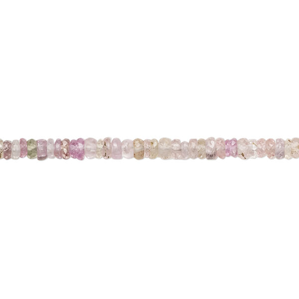 Bead, multi-sapphire (heated), light, 3x1mm-4x2mm hand-cut faceted rondelle with 0.4-0.6mm hole, B+ grade, Mohs hardness 8. Sold per 7-inch strand. image number 0