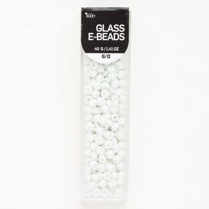 Glass 1pkg1, #6 round seed bead 40 gram opaque white