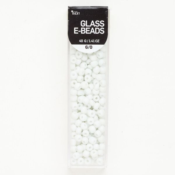 Glass 1pkg1, #6 round seed bead 40 gram opaque white image number 0