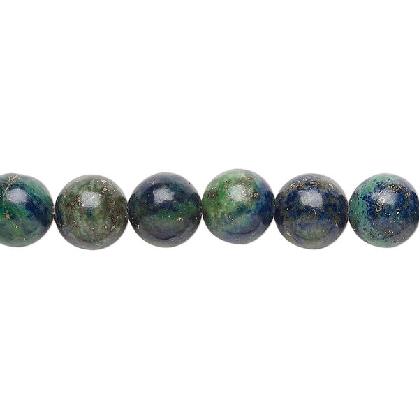 Bead, chrysocolla (stabilized), 8mm round, B grade, Mohs hardness 2 to 4. Sold per 15-1/2" to 16" strand. image number 0