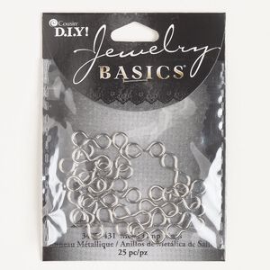 Link, steel, pkg/25, 15x6mm double round, silver finish.