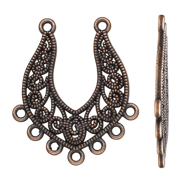 Focal, antique copper-finished "pewter" (zinc-based alloy), 30x26.5mm single-sided with 7 closed loops. Sold per pkg of 10. image number 0