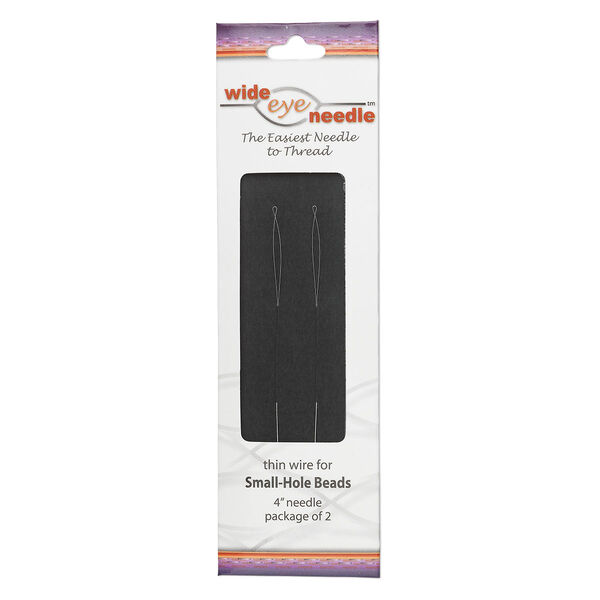 Needle, Wide-Eye Needle™, flexible, stainless steel, #20 light with 0.13mm wire width, 4 inches with loop end. Sold per pkg of 2. image number 0