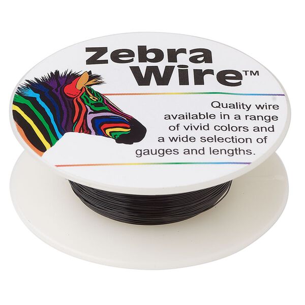 Wire, Zebra Wire™, color-coated copper, black, round, 30 gauge. Sold per 50-yard spool. image number 0