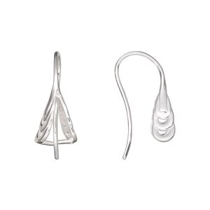 Ear wire 1pkg2 sterling silver, 23mm / perpendicular ice-pick bail / 7mm grip length, 19 gauge 1 pair