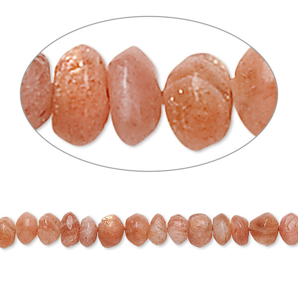 Bead, sunstone (natural), 5x2mm-6x4mm hand-cut saucer, C grade, Mohs hardness 6 to 6-1/2. Sold per 15" to 16" strand. image number 0
