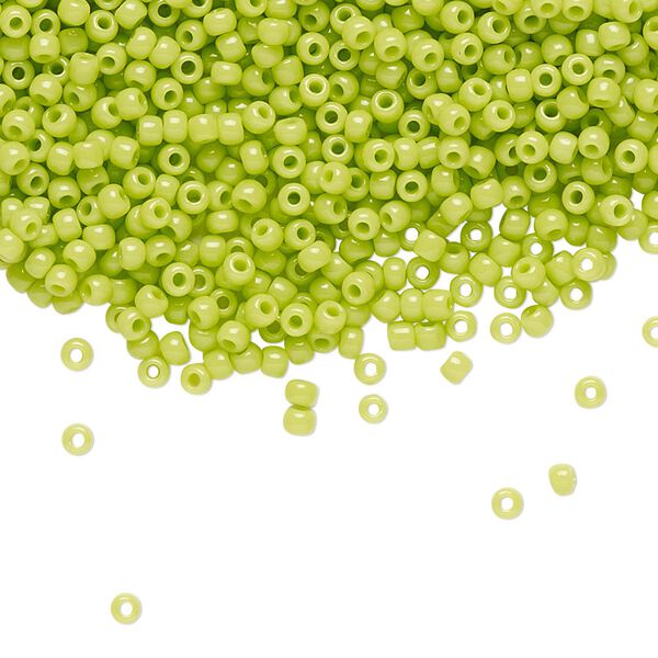 Seed bead, TOHO BEADS®, glass, pkg/50g, #11 round, opaque sour apple (TR-11-44). image number 0
