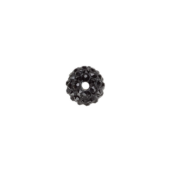 Bead, glass rhinestone / epoxy / resin, black, 10mm round. Sold individually. image number 1