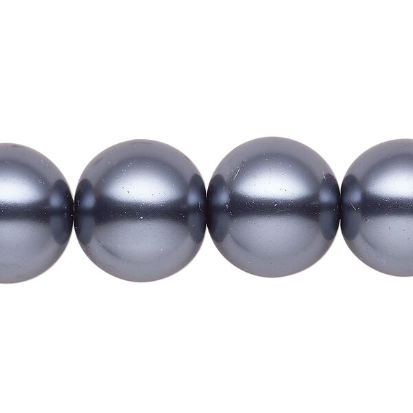 Bead, glass, opaque gunmetal, 15-16mm round. Sold per 15-1/2" to 16" strand. image number 0