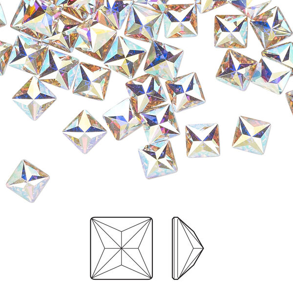 Flat back 288pk crystal AB foil back, Preciosa MAXIMA Czech crystal rhinestone 5x5mm pyramid image number 0