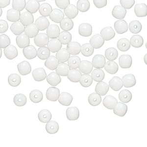 Bead, Czech glass druk 1pkg100, opaque white, 4mm round.