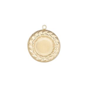 Drop, 14Kt gold-filled, 17mm single-sided round with braided edges and 10mm round setting. Sold individually.