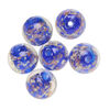 Bead, lampworked glass, clear / cobalt blue / glow-in-the-dark / gold, 12mm round. Sold per pkg of 6. image number 0