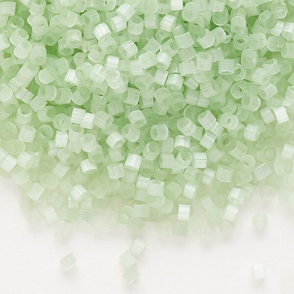 Seed bead, Delica®, glass, pkg/7.5g, #11 round, opaque silk glass enamel mint green (DB-0828). image number 0