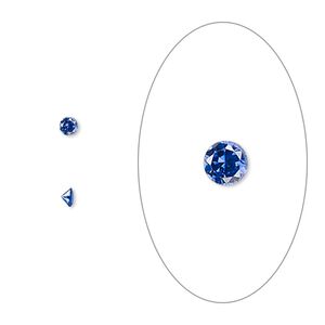 Gem, cubic zirconia, spinel blue, 2.5mm faceted round, Mohs hardness 8-1/2. Sold per pkg of 10.