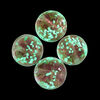 Bead, lampworked glass, clear / purple / glow-in-the-dark / gold, 14mm round. Sold per pkg of 4. image number 1