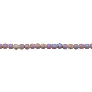 Bead, glass, translucent matte brown AB, 2.5mm round. Sold per 15-1/2 to 16-inch strand.