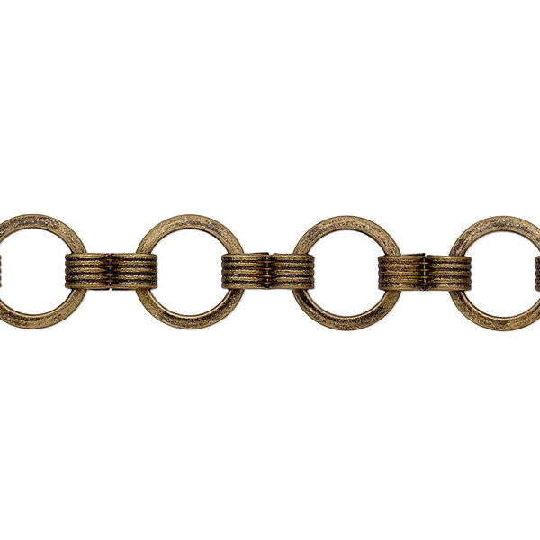 Chain, antique gold-plated brass, 8mm round. Sold per pkg of 5 feet. image number 0