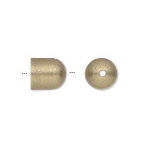 Cord end, JBB Findings, antiqued brass, 10.5x9.5mm smooth round tube, 8mm inside diameter. Sold per pkg of 2.