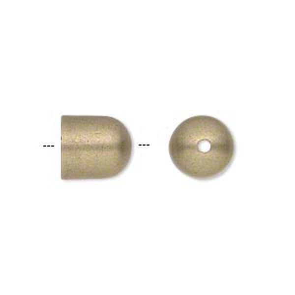 Cord end, JBB Findings, antiqued brass, 10.5x9.5mm smooth round tube, 8mm inside diameter. Sold per pkg of 2. image number 0