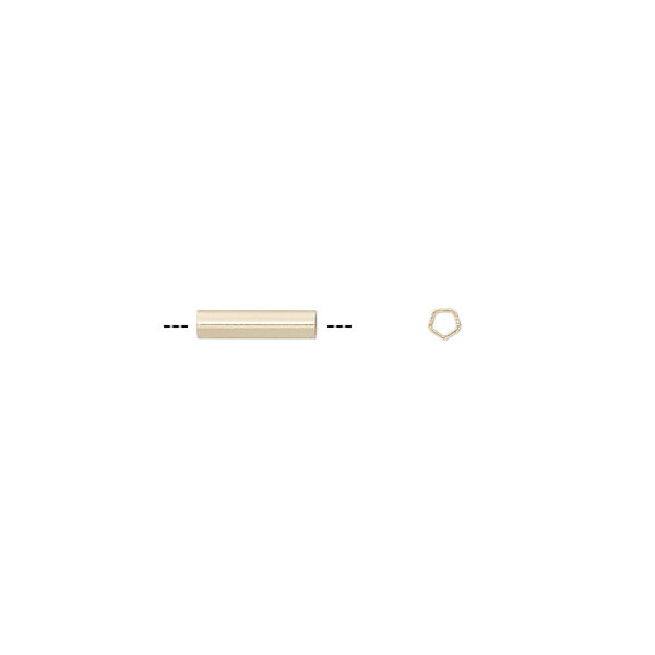 Bead, 14Kt gold-filled, 8x2mm five-sided tube. Sold per pkg of 4. image number 0